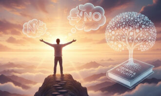 Illustration Of A Person Confidently Choosing Growth And Changing Perspective