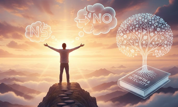Illustration Of A Person Confidently Choosing Growth And Changing Perspective